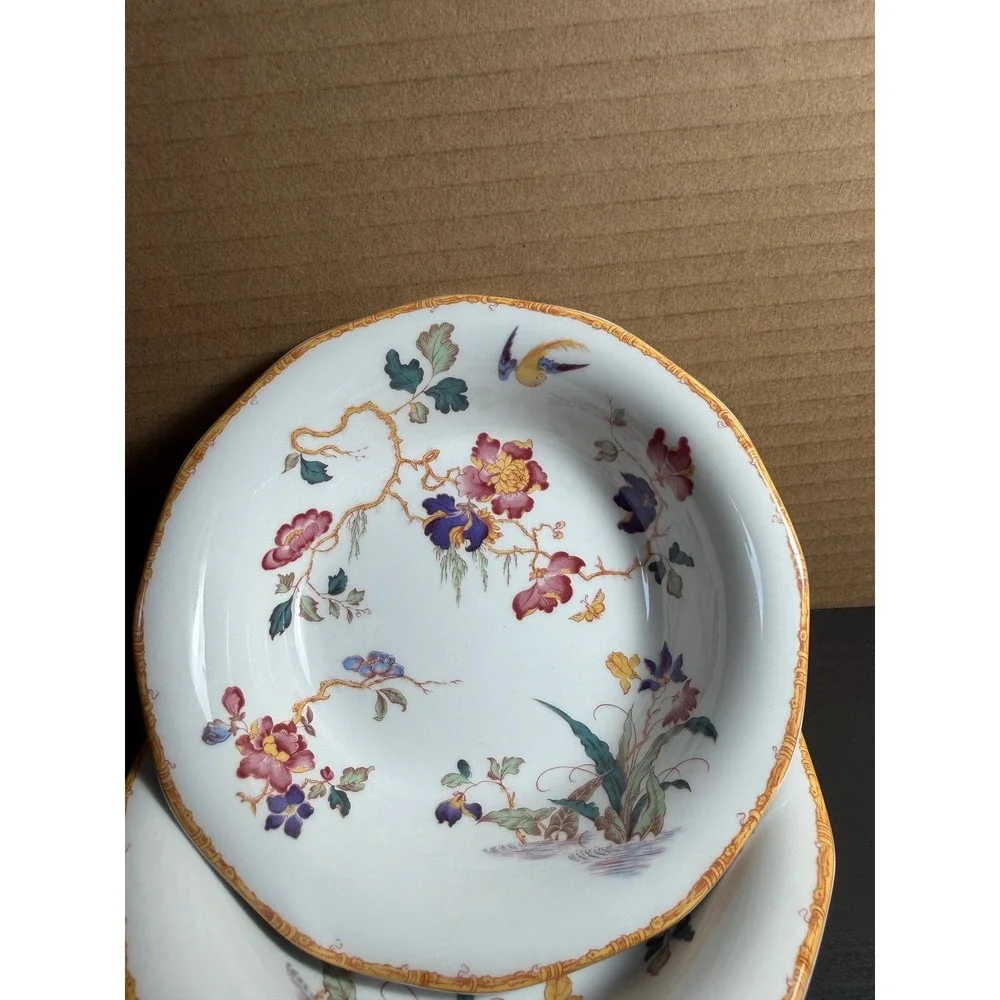 Wedgwood Devon Rose Georgetown Chinoiserie Fruit Bowls Set of 4 Floral Bird 6
